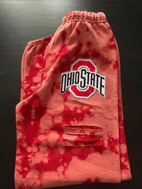 Ohio State Tie-Dye Red Distressed Sweatpants